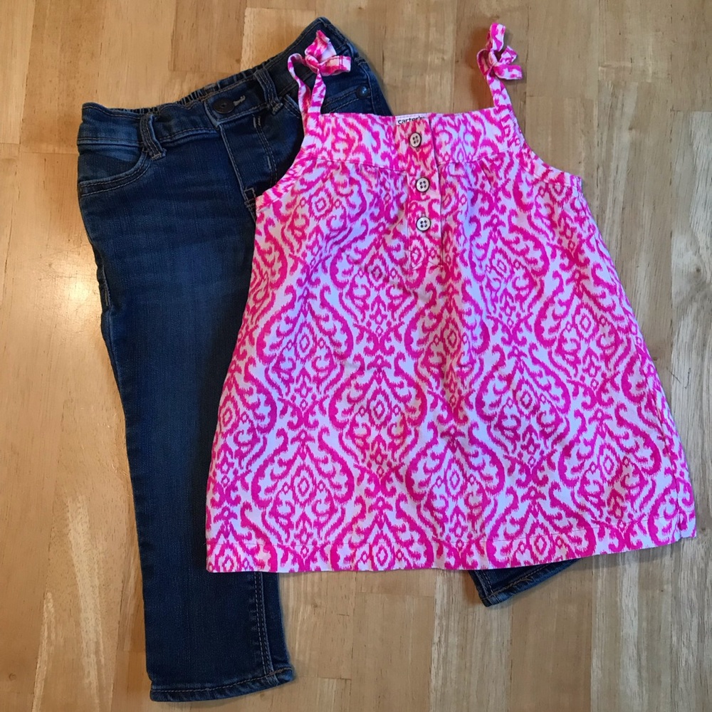 Jeans and Bright Pink Top 18 Month
